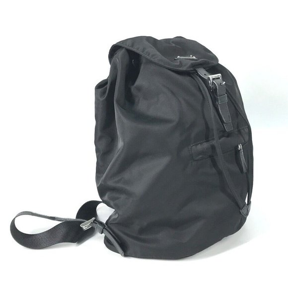 PRADA Logo Plate triangle logo backpack bag Nylon / Leather Black main image 12